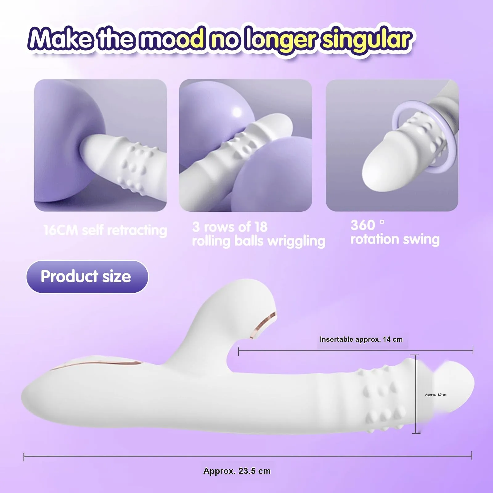 3-in-1 Suction Thrusting Rabbit Vibrator (VIP08) - Female Sex Toys available in the UAE view 5