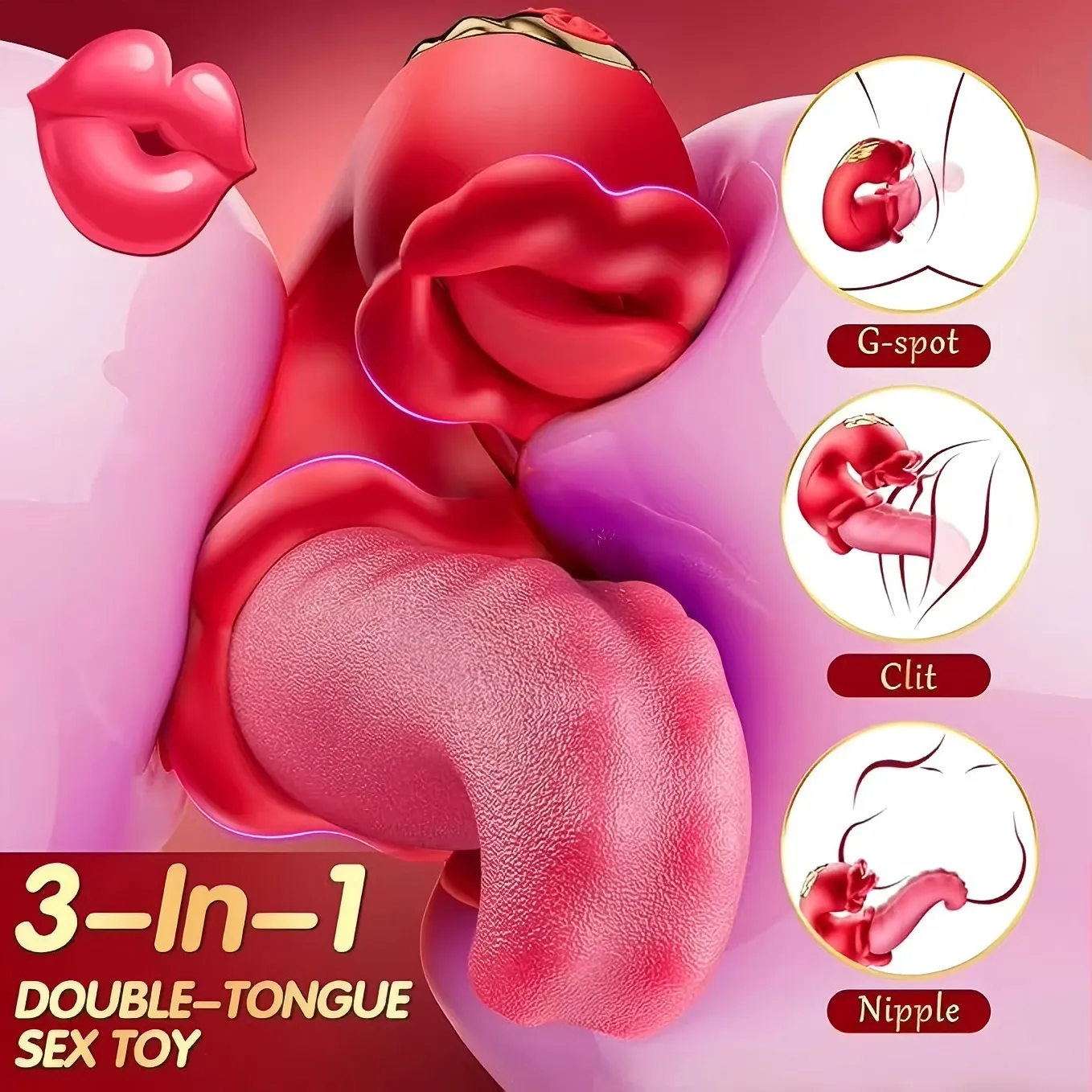 Double Tongue Licking Vibrator (027) - Female Sex Toys available in the UAE view 6