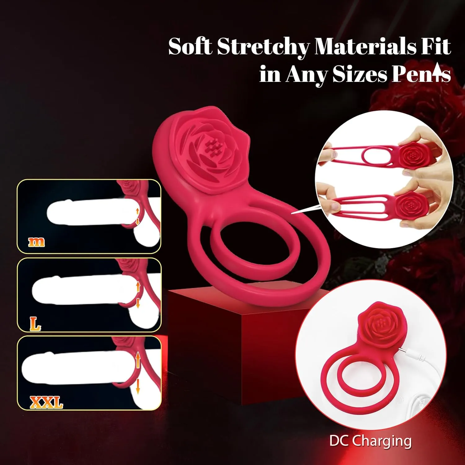Rose Vibrating Cock Ring (YB73) - Male Sex Toys available in the UAE view 7