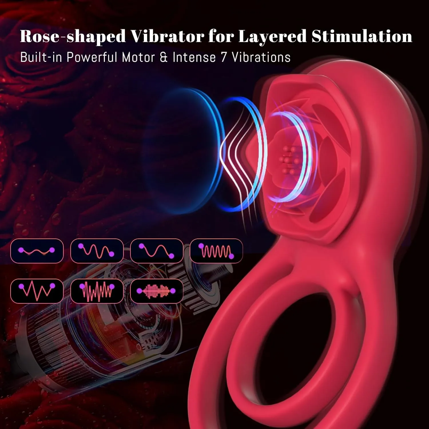 Rose Vibrating Cock Ring (YB73) - Male Sex Toys available in the UAE view 8