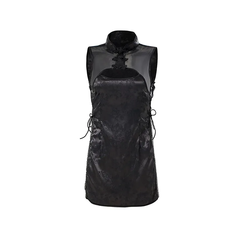 Side Tie Lace Cheongsam Dress (Black) (TY09/B) - Sexy Lingerie available in the UAE view 2